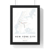 New York Subway Map Print - framed New York City metro map print with a highlighted station and caption