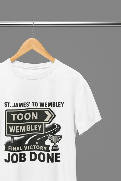 Black t-shirt with Newcastle EFL Cup - Retro Football Design Toon Army Matchday Fan Gear
