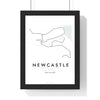 Newcastle Metro Map Print - framed Newcastle metro map print with a highlighted station and caption