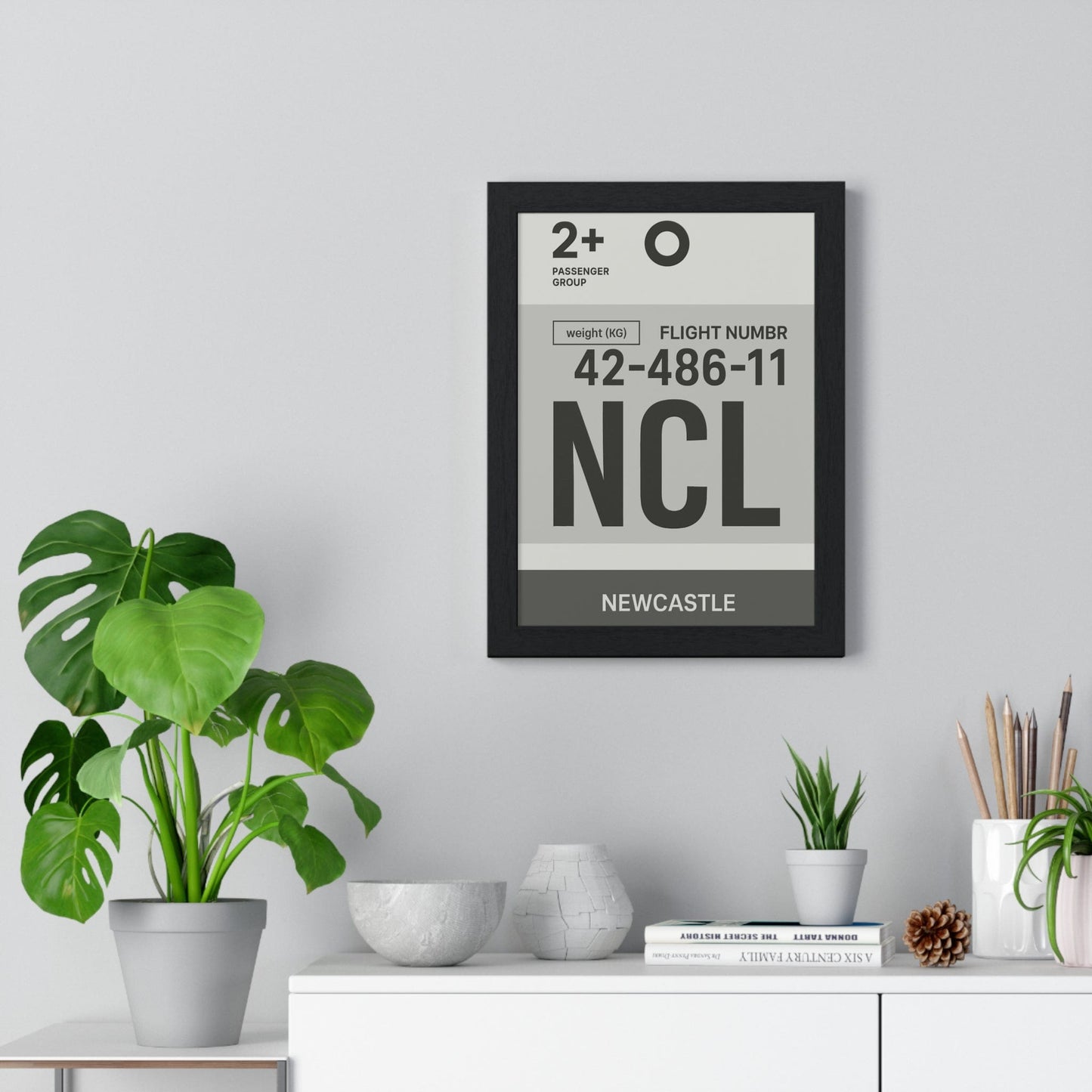 Framed Newcastle NCL Boarding Pass poster