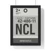Framed Newcastle NCL Boarding Pass poster