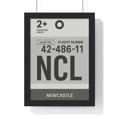 Framed Newcastle NCL Boarding Pass poster