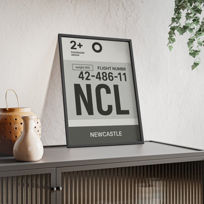 Framed Newcastle NCL Boarding Pass poster