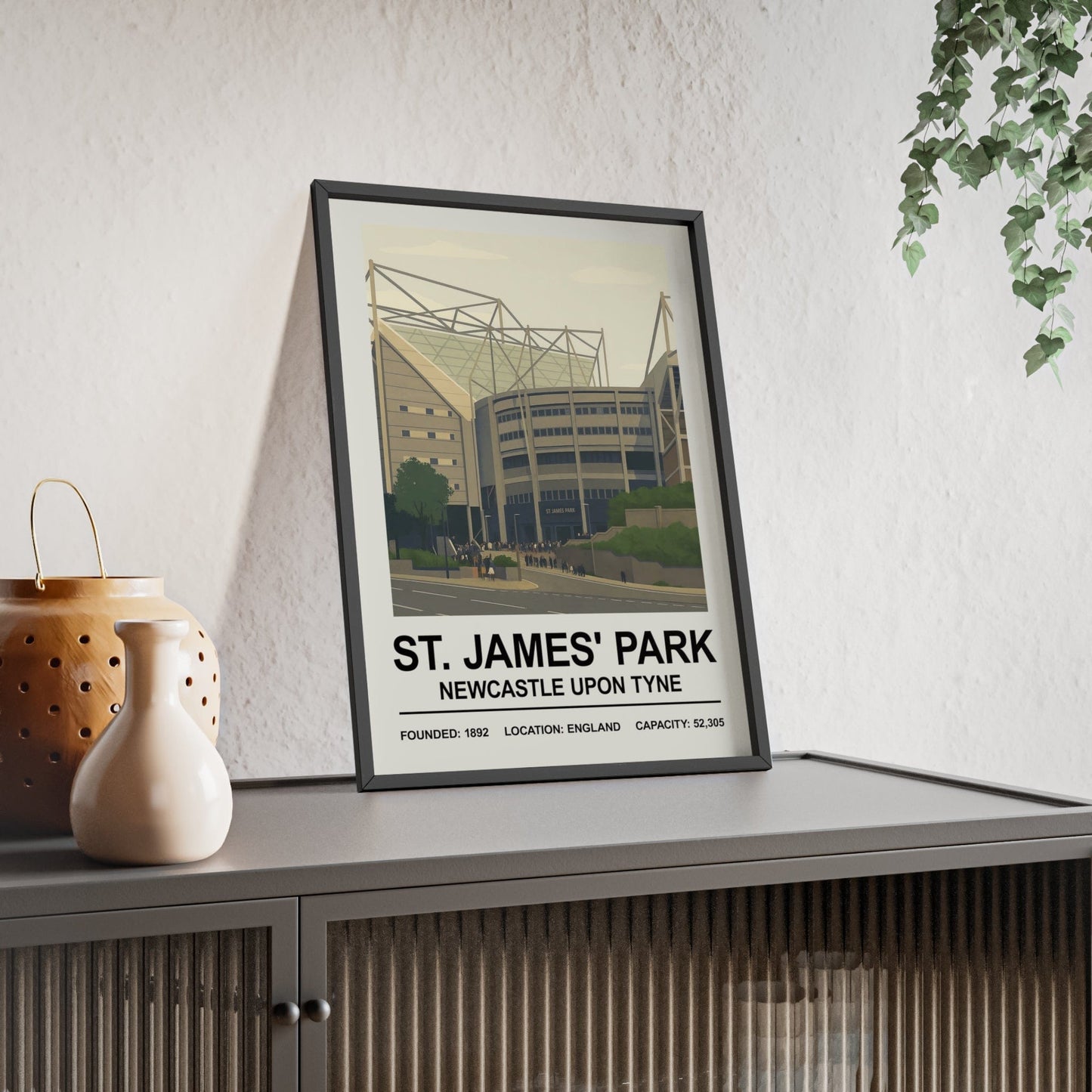 Framed Newcastle St James Park Stadium poster
