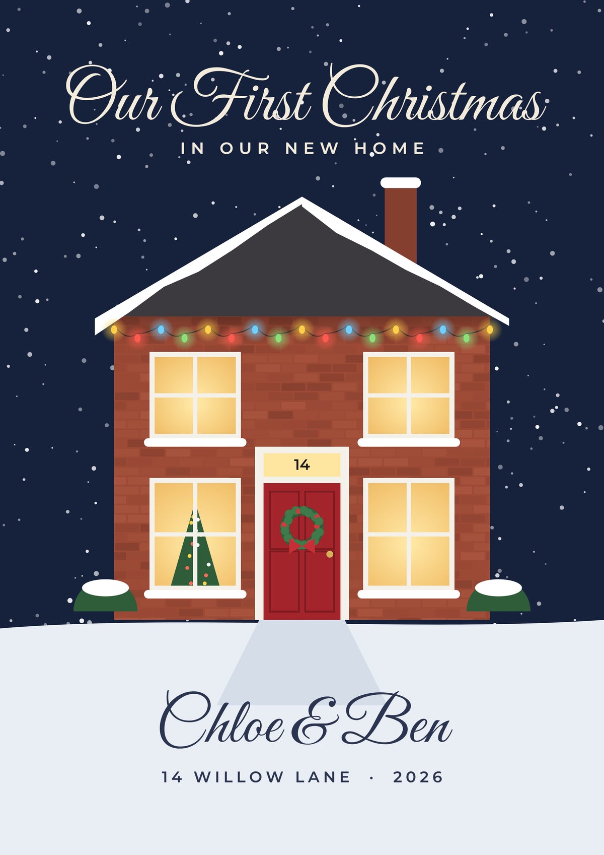 Personalised First Christmas in Our New Home Print - design detail