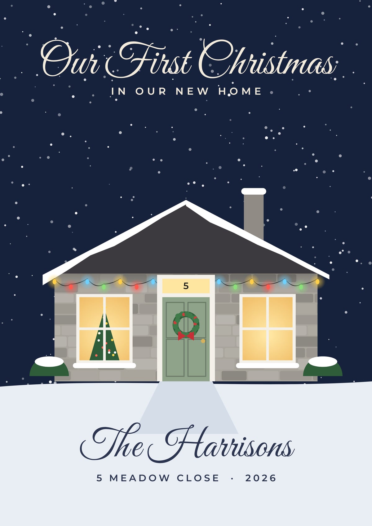 Personalised First Christmas in Our New Home Print - third design