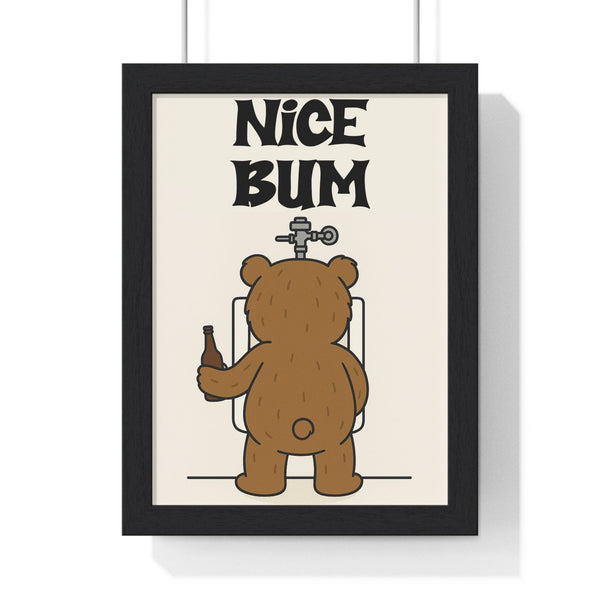 Nice Bum funny bear bathroom poster framed wall art print