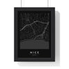 Nice street map poster in black, minimal city map print framed in a black frame