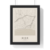 Nice street map poster in cream, minimal city map print framed in a black frame