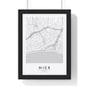 Nice street map poster in white, minimal city map print framed in a black frame