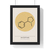 Nicotine Molecule print framed in a black frame, ready to hang