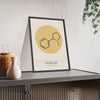 Nicotine Molecule print framed and leaning on a sideboard