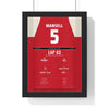 Nigel Mansell 1987 British Grand Prix Win Poster - 5 Race Suit Print framed in a black frame, ready to hang