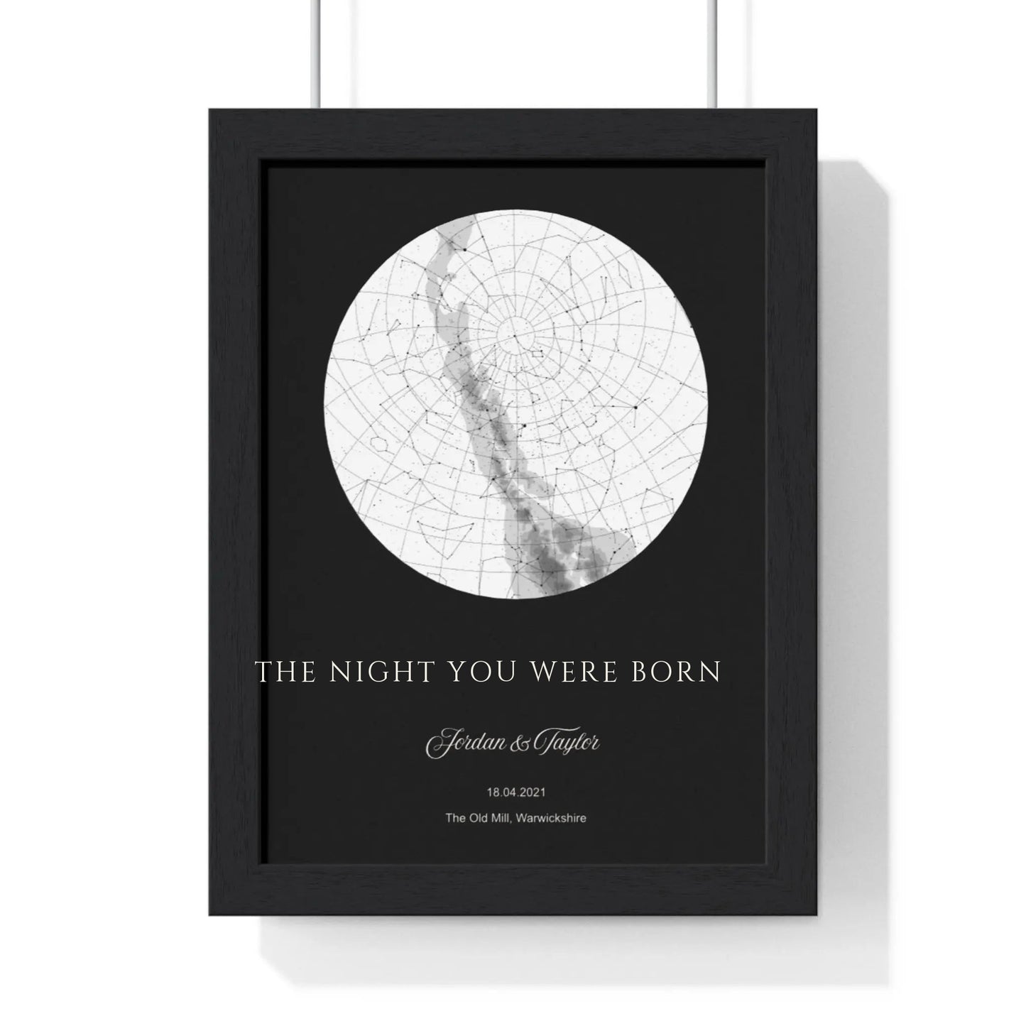 Personalised The Night You Were Born Star Map Print – Black