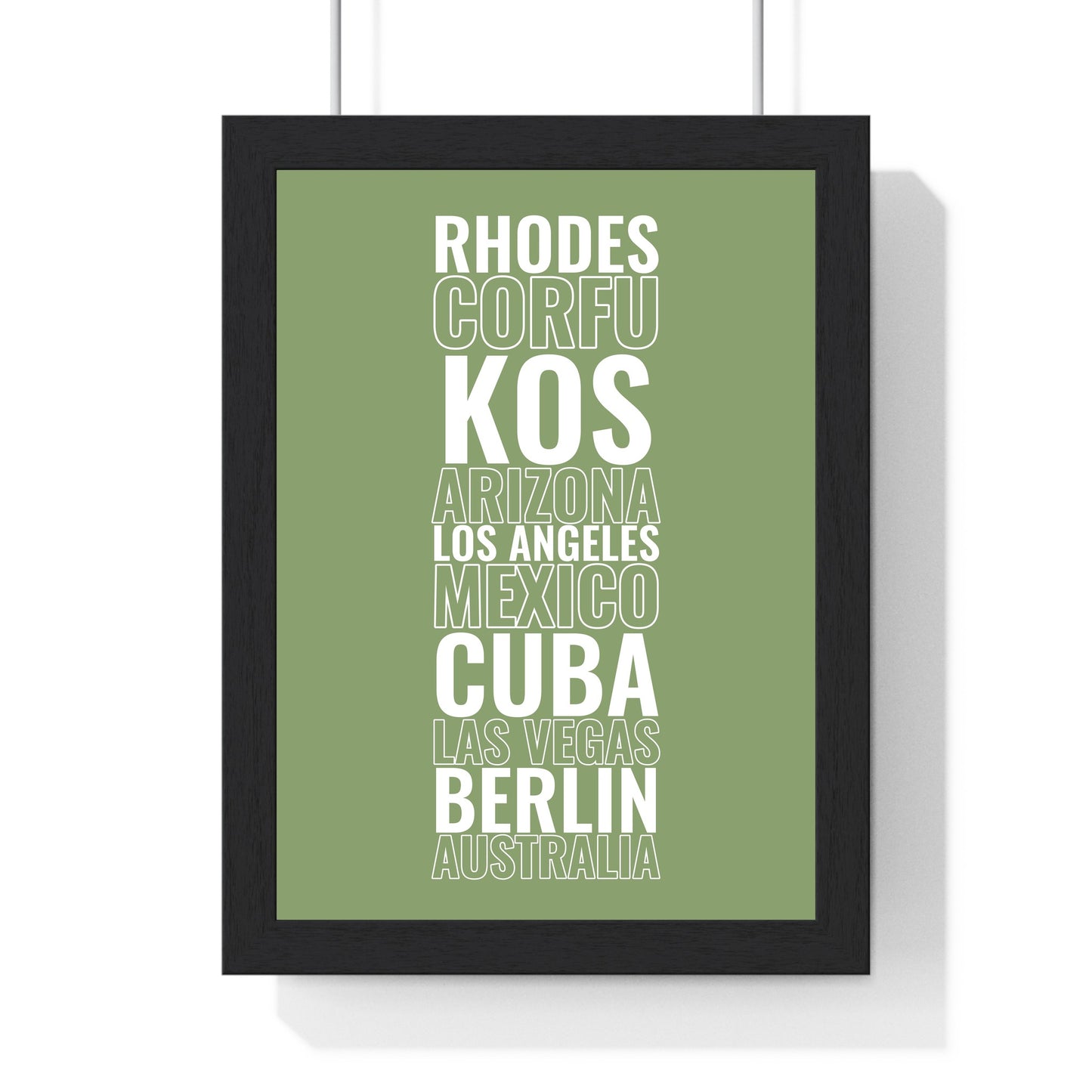Personalised destination print custom travel list typography poster by Poster Kingz