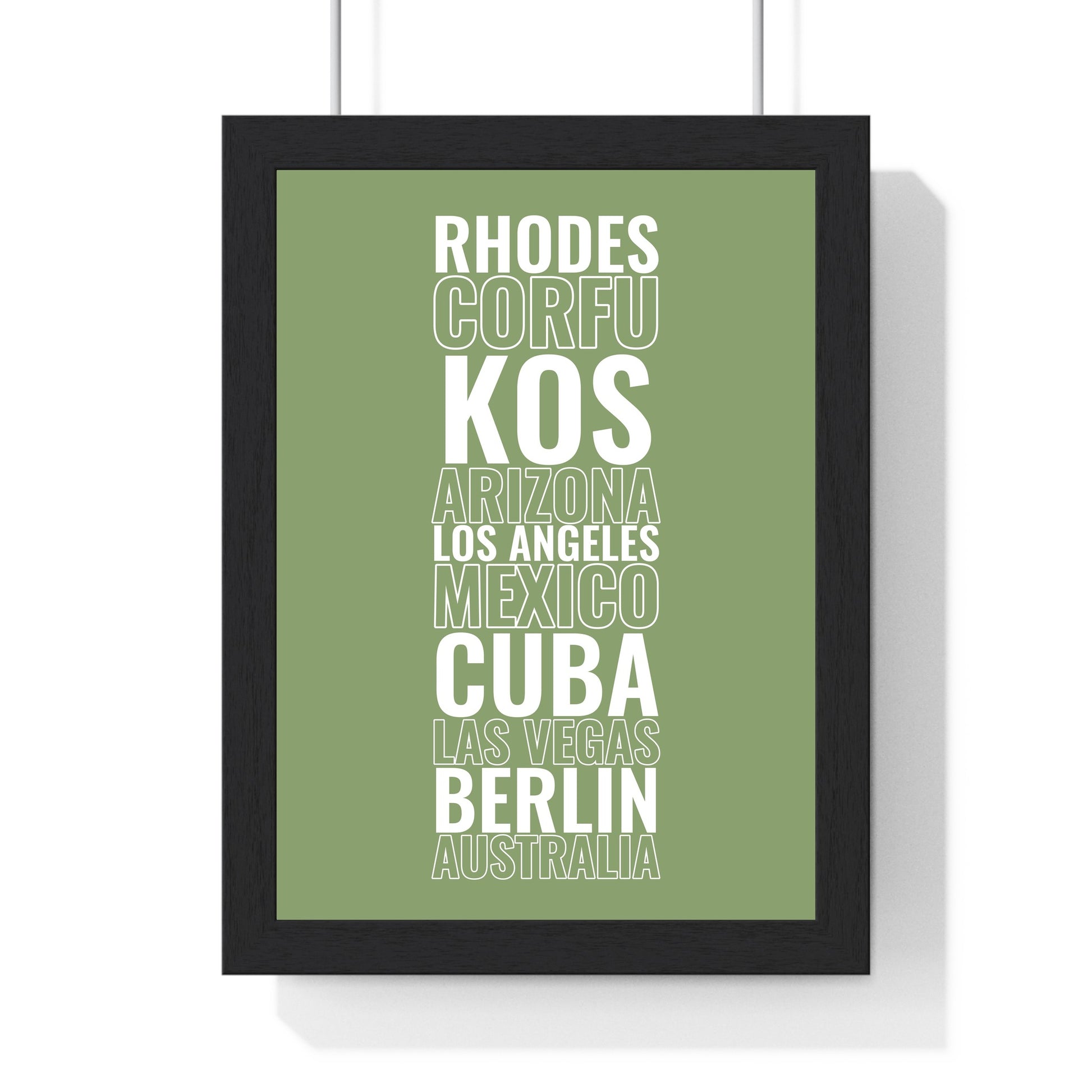 Personalised destination print custom travel list typography poster by Poster Kingz