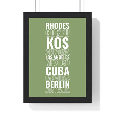 Personalised destination print custom travel list typography poster by Poster Kingz