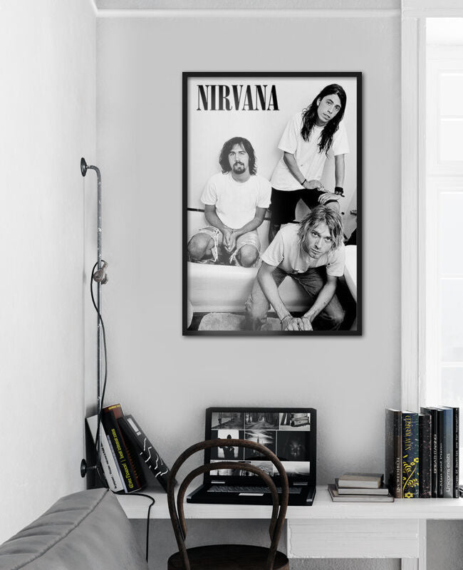 Framed Nirvana Black and White Band Photo maxi poster