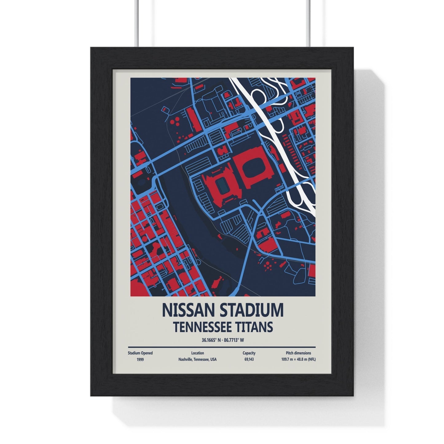 Nissan Stadium Map Print – Tennessee Titans