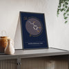 Noradrenaline Molecule print framed and leaning on a sideboard