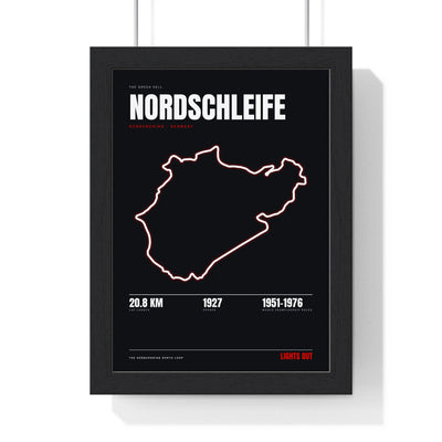 Nordschleife print framed in a black frame, ready to hang