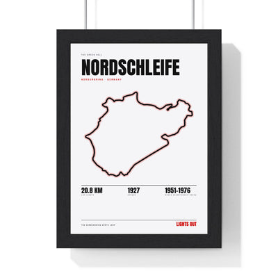 Nordschleife print White framed in a black frame, ready to hang