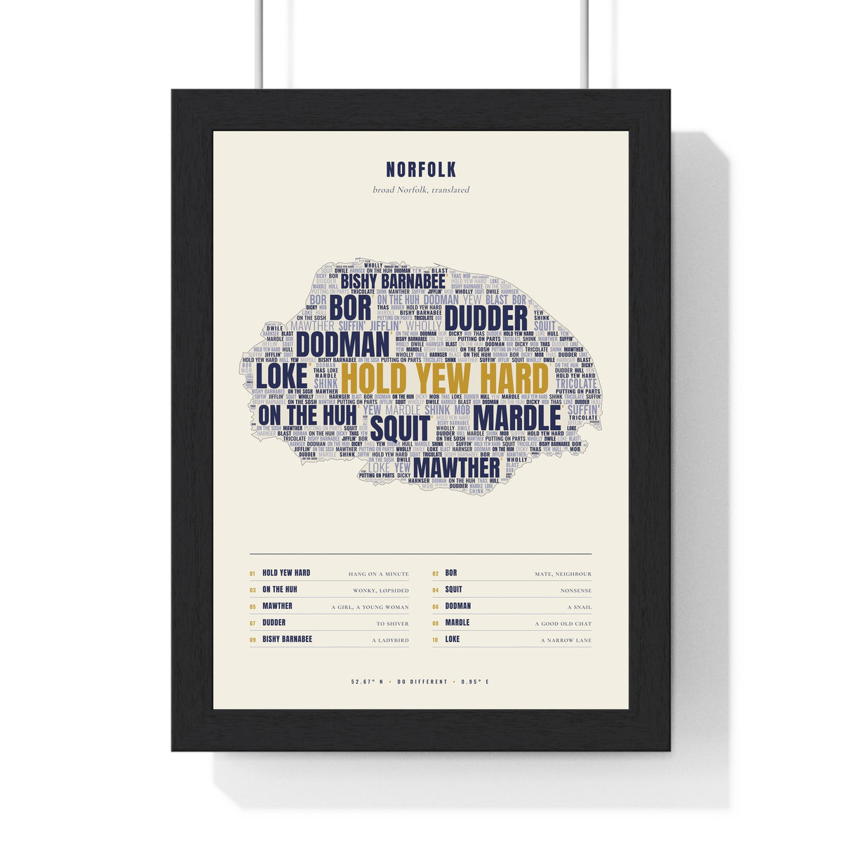 Norfolk Sayings Print in a black frame