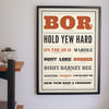 Norfolk Slang Print framed on a wall