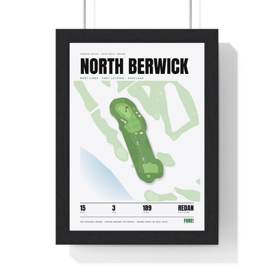 North Berwick 15th Hole White print framed in a black frame, ready to hang