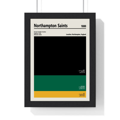 Northampton Saints colour swatch print framed in Poster Kingz black frame