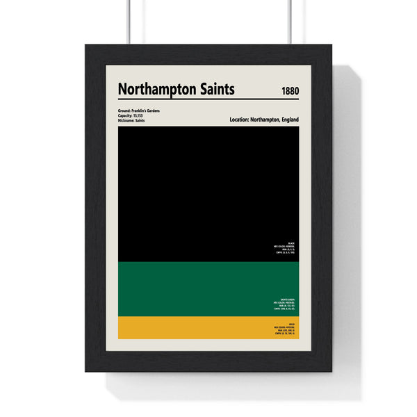Northampton Saints colour swatch print framed in Poster Kingz black frame