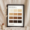 Northern Brew Colour Chart in a black frame propped up on linen