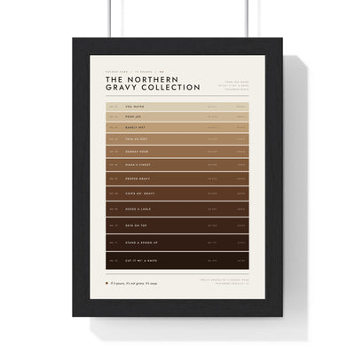Northern Gravy Colour Chart in a black frame