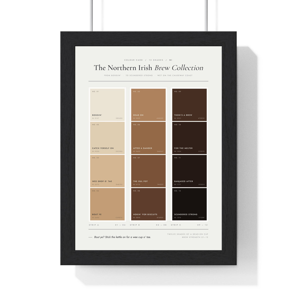 Northern Irish Brew Colour Chart in a black frame