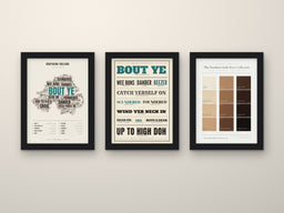 Northern Irish Sayings Set of 3 Prints framed side by side on a wall