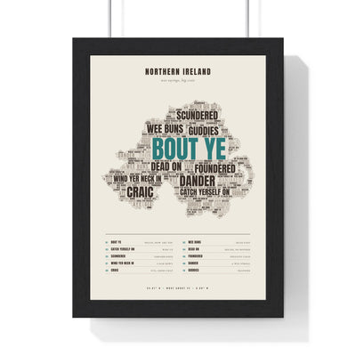 Northern Irish Sayings Print in a black frame