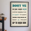 Northern Irish Slang Print framed on a wall