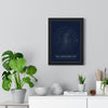 Northern Sky Star Chart print framed on a living room wall