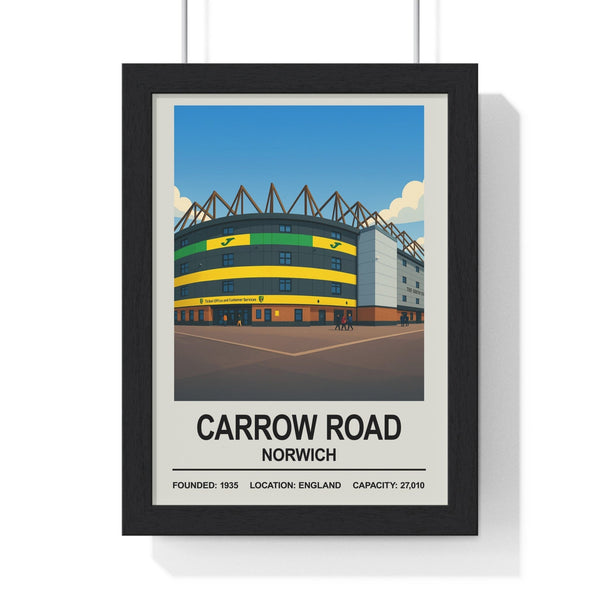 Norwich Carrow Road Stadium framed poster black MDF frame with Perspex front