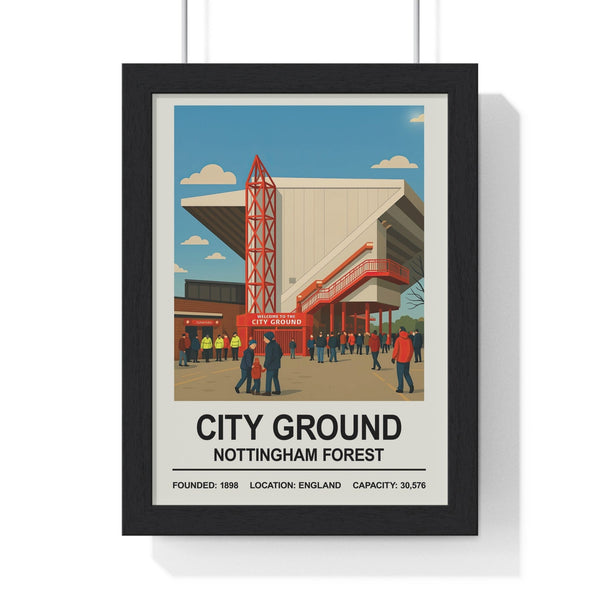 Nottingham Forest City Ground stadium print framed in black MDF with Perspex