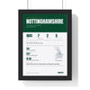 Nottinghamshire Cricket print framed in a black frame, ready to hang
