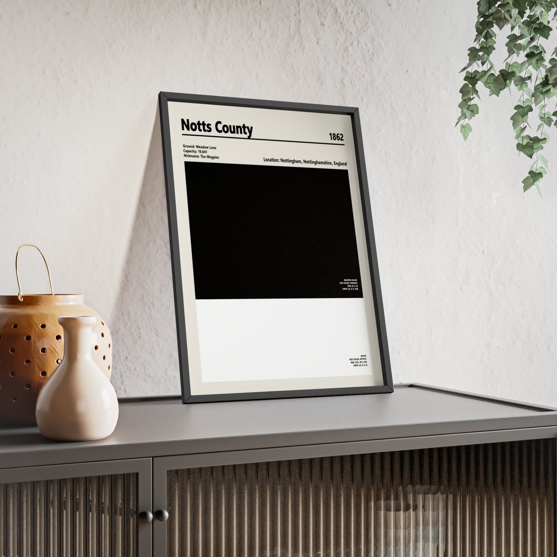 Framed Notts County colour swatch print