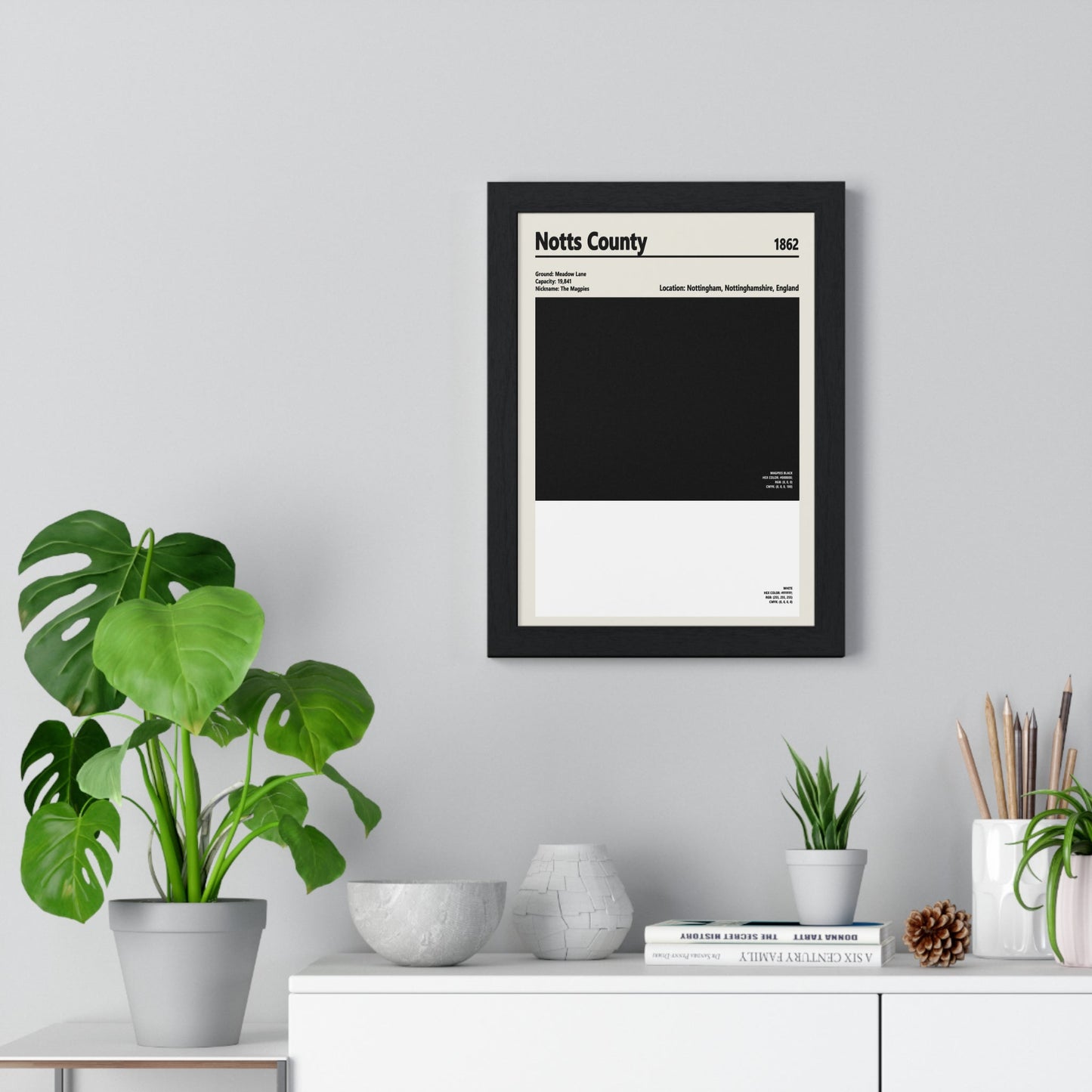 Framed Notts County colour swatch print
