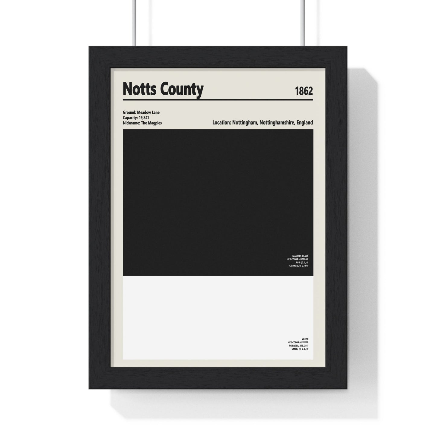 Framed Notts County colour swatch print