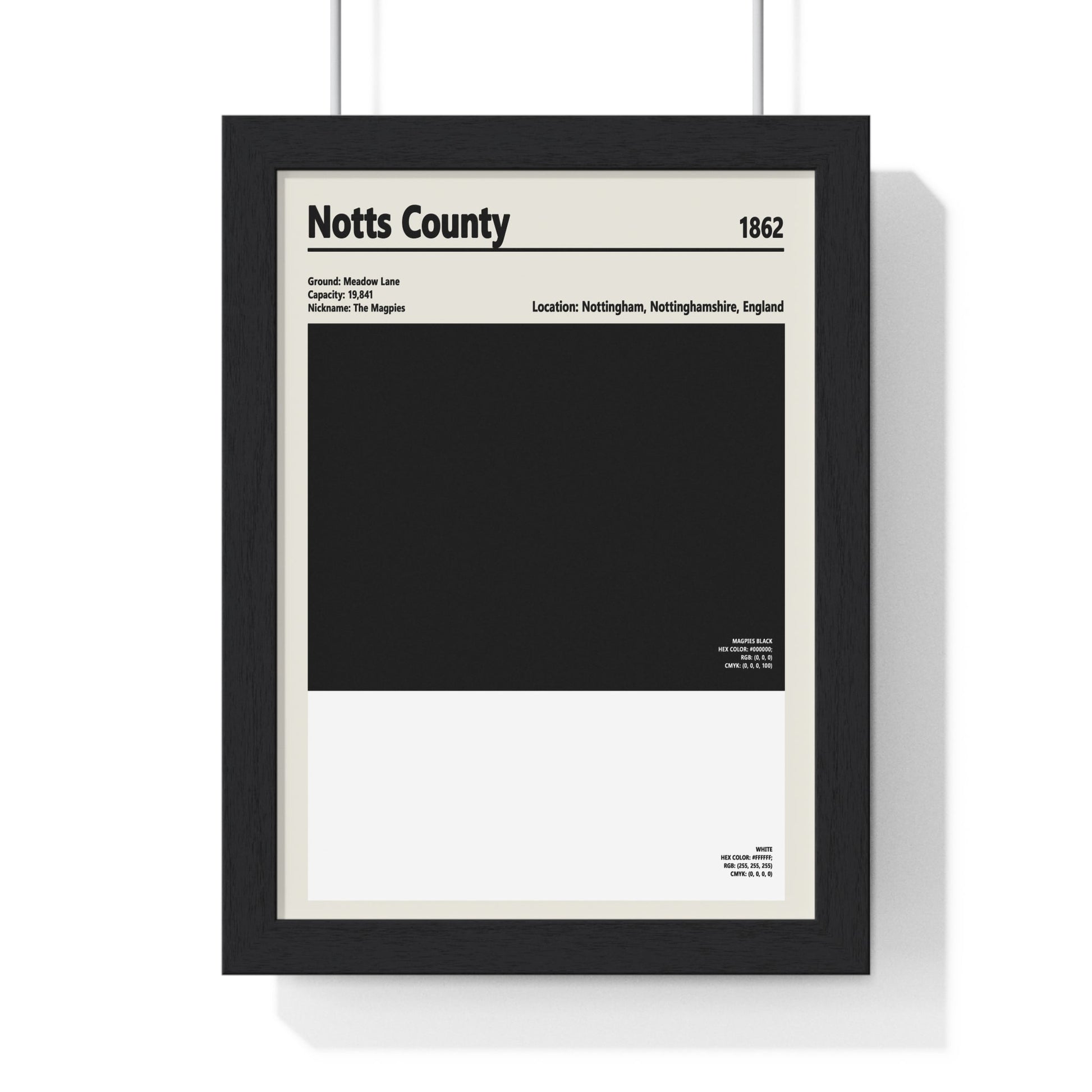 Framed Notts County colour swatch print