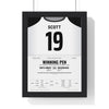 Notts County Play-Off Final 2023 Poster - Cedwyn Scott 19 Wembley Shirt Print framed in a black frame, ready to hang