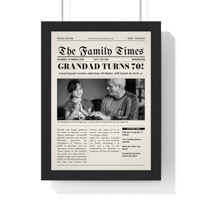 Personalised Newspaper Front Page Print - framed print