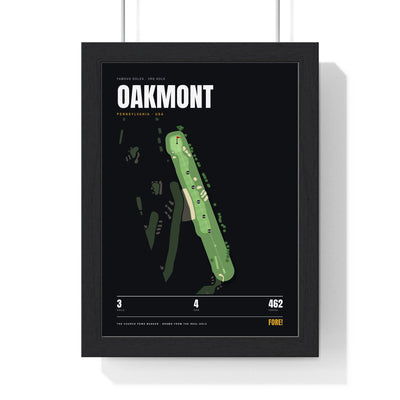 Oakmont 3rd Hole print framed in a black frame, ready to hang