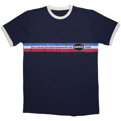 Navy t-shirt with Oasis 1996 Tour Ringer - Navy Blue (Official Merchandise)