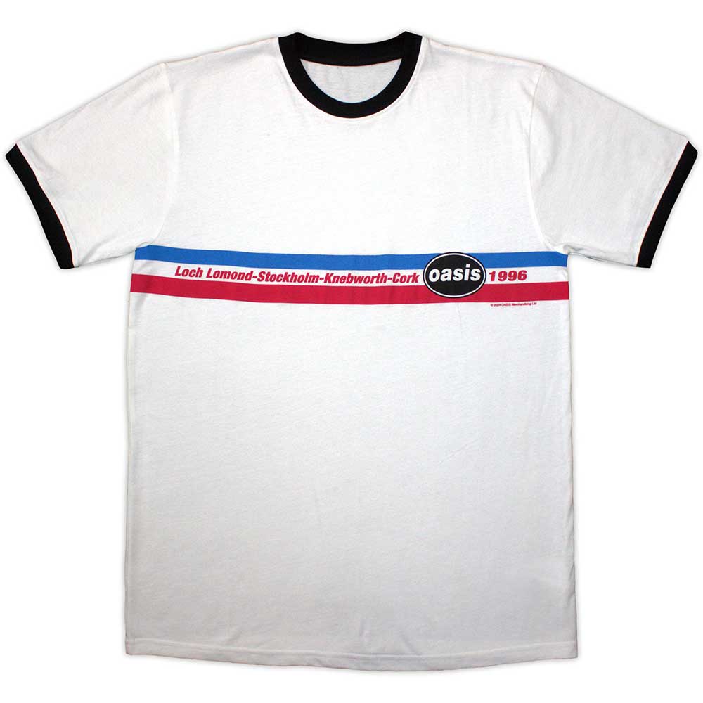 White t-shirt with Oasis 1996 Tour Ringer - White (Official Merchandise)